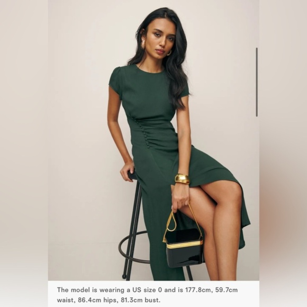 Reformation Forest Green Frasier Slit Dress size 6